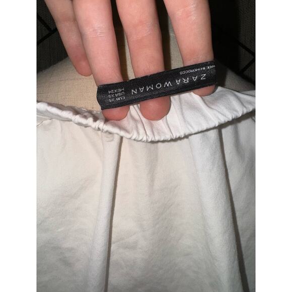 ZARA Womens Off Shoulder Blouse 2/3 Sleeve XS White Elastic Sailor Western BOHO - Picture 2 of 3